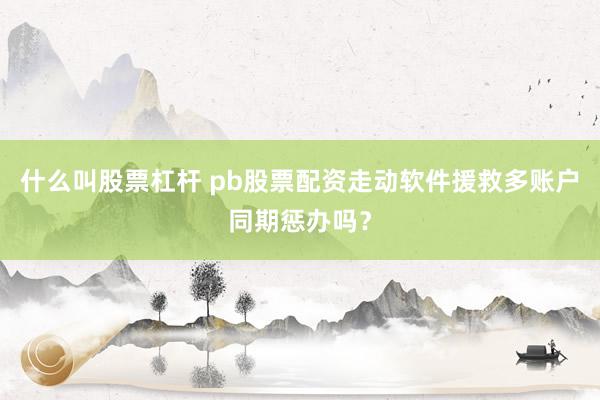 什么叫股票杠杆 pb股票配资走动软件援救多账户同期惩办吗?